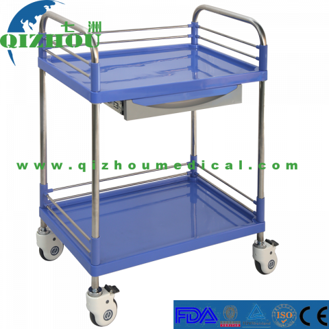 Cheap Stainless Steel With Plastic Medical Dressing Trolley With Wheels