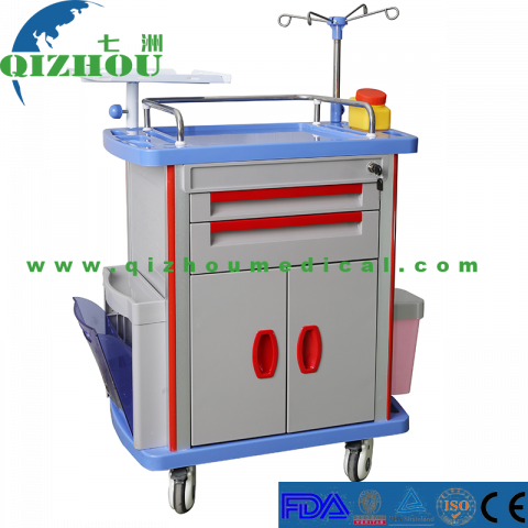 China Hospital Medical ABS Plastic Emergency Crash Cart General Medication Trolley