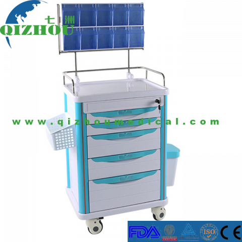 Economic Plastic One Door Central Key Drawers Medical Hospital Cheap Anesthesia Cart