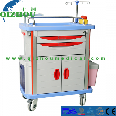 High Quality Cheap Mobile Abs Drugs Hospital Medical Crash Cart Plastic Emergency Medicine Trolley For Clinic