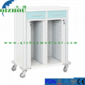 High Quality Double Rows Mobile Medical Medication Record Carts Patient File Hospital Trolley With Drawers