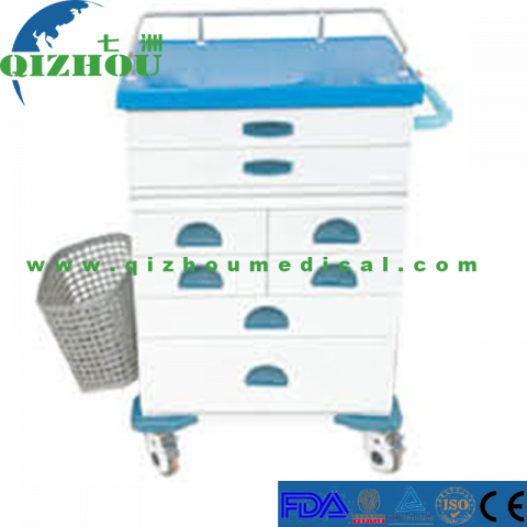 High Quality Plastic Steel Multifunction Anesthesia Trolley