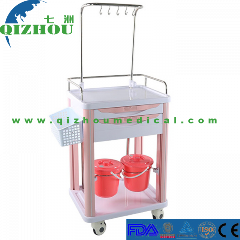 Hospital Equipment Medical Mobile Cheap ABS IV Treatment Carts ABS Infusion Trolley With Drawer For Sales
