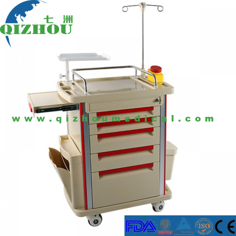 Hospital Medical Equipment Operating Room Emergency Trolley ABS Medical Trolley With Drawer Medical Emergency Trolley Equipment
