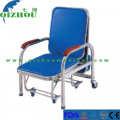 Cadeira de dormir dobrável hospitalar para acompanhantes em aço inoxidável.