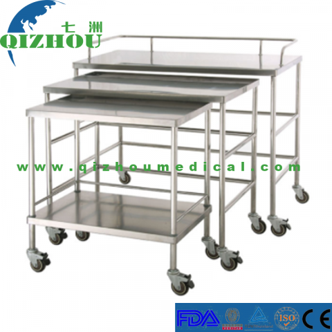 Medical 304 Stainless Steel Hospital Instrument Mobile Trolley