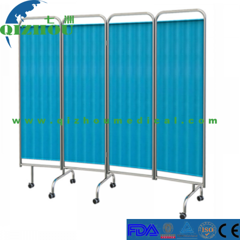 Medical Mobile Green 4-Panel Hopistal Ward Screen