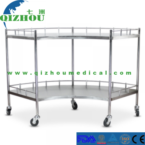 Medical SS 304 Fan Shape Surgical Instrument Trolley With Casters