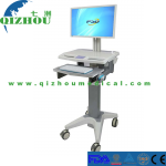 Chariot mobile de chariot d'ordinateur d'hôpital d'ordinateur portable de station de travail de chariot médical d'ABS de taille réglable d'infirmière pour des ventes