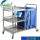 Stainless Steel Base Medical Dressing Dirty Linen Trolley with One Laundry Bag