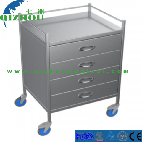 Stainless Steel Hospital Medical Resuscitation Trolley Cart