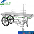 Stainless Steel Hospital Patient Transfer Stretcher With Two Large And Two Small Wheel Stretcher Trolley