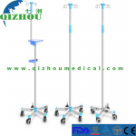 Support IV en acier inoxydable avec roulettes pour l'hôpital