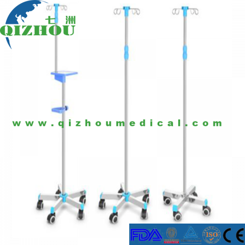 Stainless Steel IV Stand With Castors For Hospital