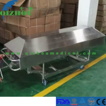 Carrinho manual em aço inoxidável com manivela única e tampa para caixão, carrinho de transporte de carroçaria elevável