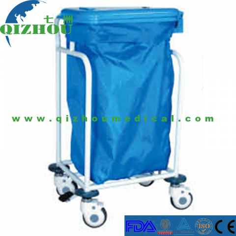 Super Quality Movable Iron Spray Plastic Material 1 bag Medical Waste Trolleys/Medical Waste Linen Trolley