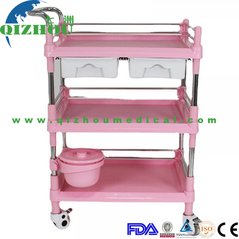 ABS With Stainless Steel Multi-Functional Mobile Medical Nurse Cart ,Medical Treatment Cart, Beauty Salon Cart