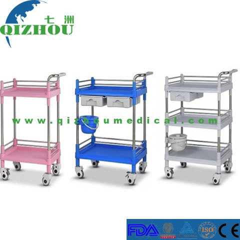 ABS With Stainless Steel Multi-Functional Mobile Medical Nurse Trolley ,Medical Treatment Cart, Beauty Salon Trolley