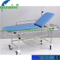 Medical Stainless Steel Flat Ambulance Stretcher Car Rescue Bed With Four Small Wheel