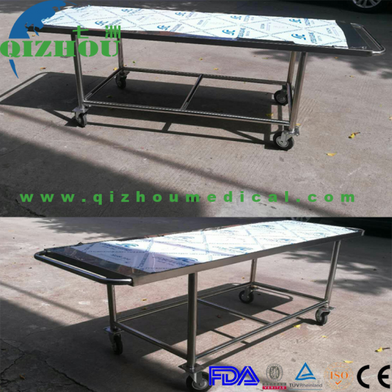Simple Stainless Steel Four-Wheel Flatbed Corpse Transporter - Click Image to Close