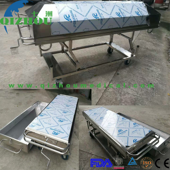 Stainless Steel Liftable And Movable Coffin With Wheels Body Cart - Click Image to Close