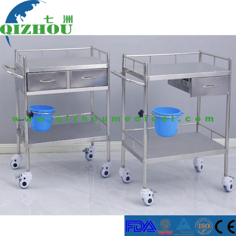 Stainless Steel Medical Treatment Trolley, Surgical Nurse Dressing Cart