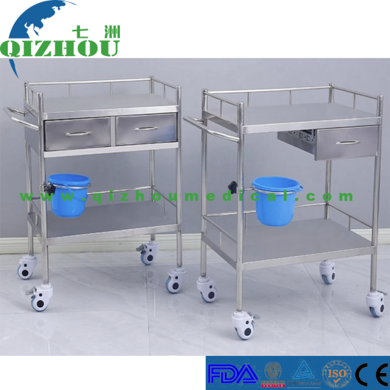 Stainless Steel Medical Treatment Trolley, Surgical Nurse Dressing Cart - Click Image to Close