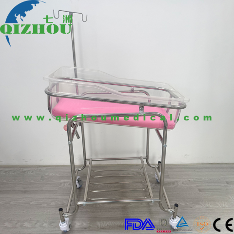 Stainless Steel Movable and Tiltable Anti-Spit-Up Medical-Grade Baby Baby Stroller Crib For Newborns Postpartum Care Center